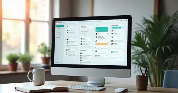 Interface de plataforma no-code mostrando organização de dados e fluxos de trabalho simplificados